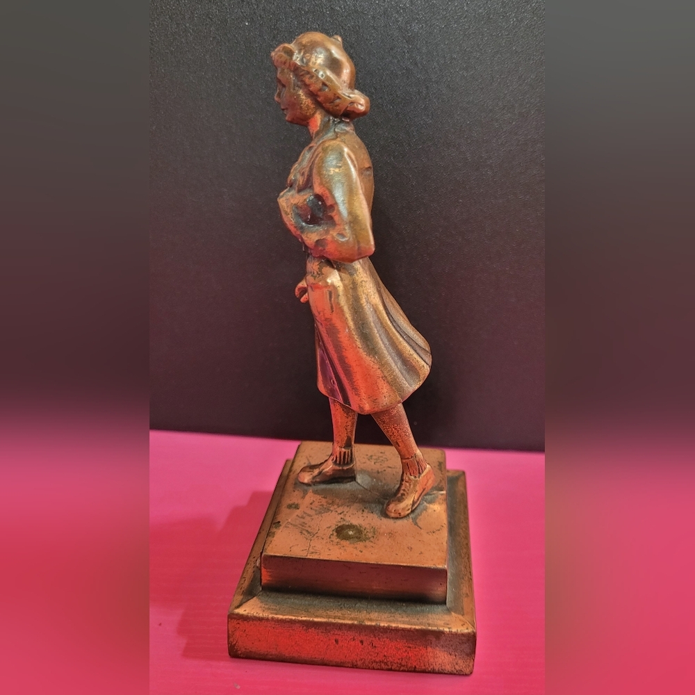 VTG Marjorie Daingerfield Girl Scouts USA Bronze Statue Trophy Figurine 1050's - Picture 4 of 5